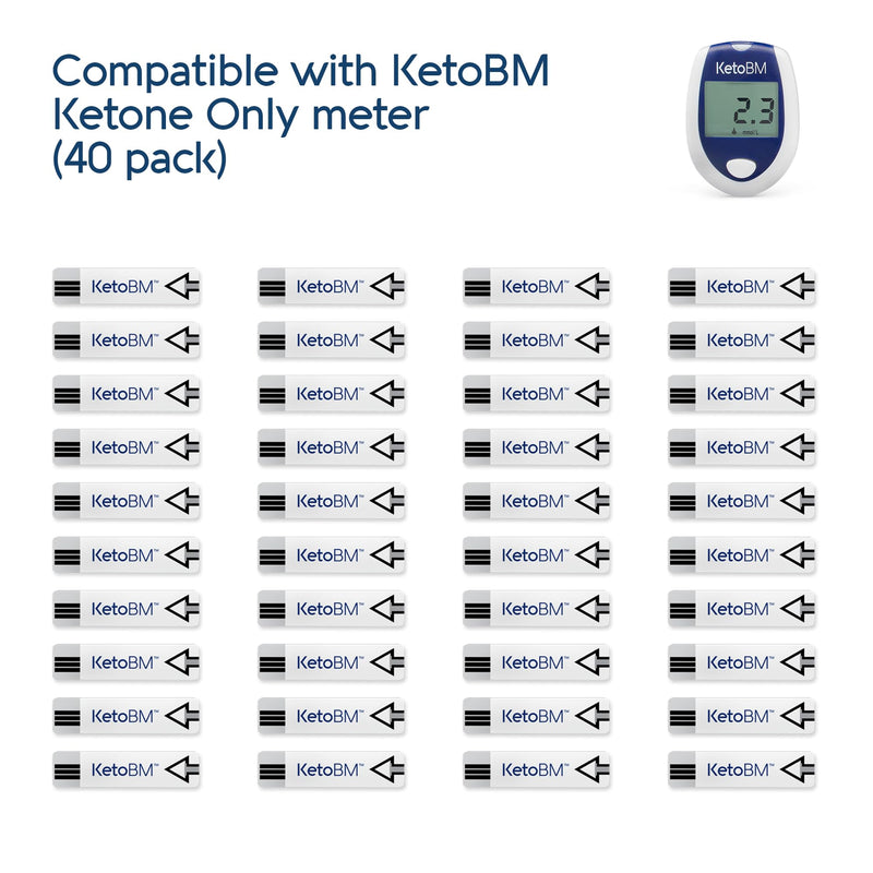 KetoBM Blood Ketone Test Strips for Ketone Only Meter, 40pk
