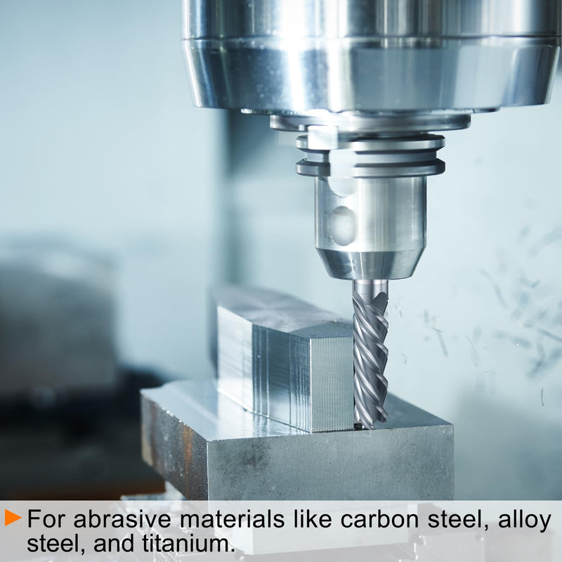 HARFINGTON Carbide Square Nose End Mill Bit 25/64" Cut Dia 4 Flutes TiAlN Coated Milling Cutter for Hardened Steel Metal (25/64" Shank 1" Cut Length 2-3/4" Long 30 Degree Helix HRC53-55)