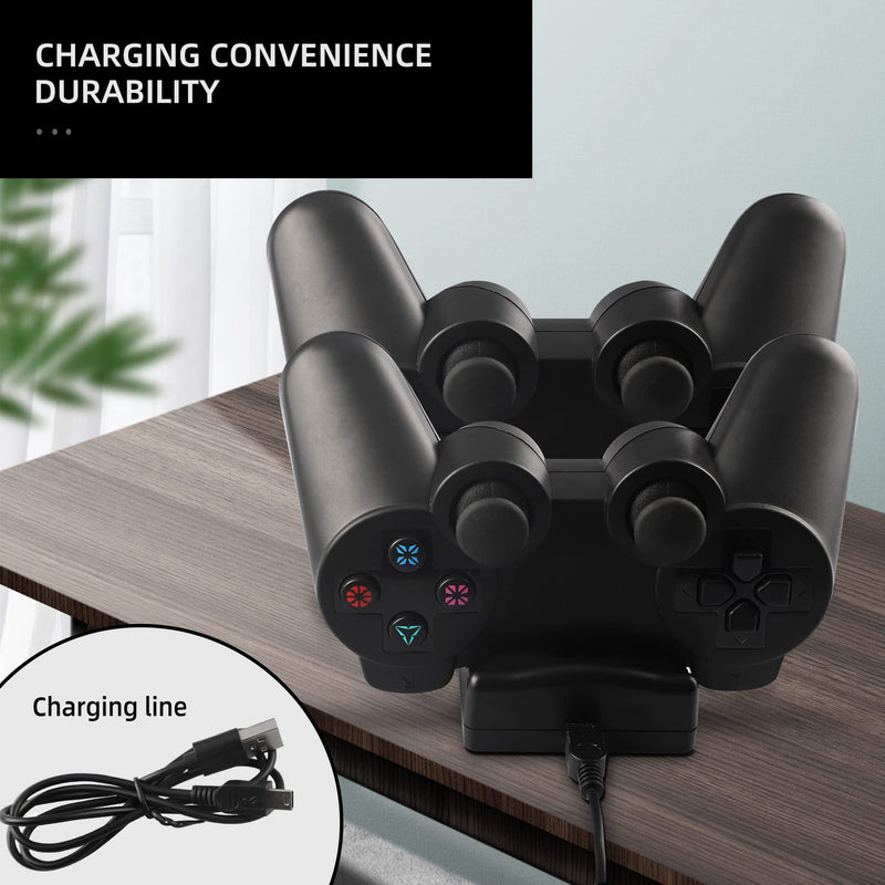 [Australia - AusPower] - PS3 Controller Charger Station, Charging Dock for Sony Playstation 3 Original Wireless Dual Controller and Move Controller with LED Light Indicator and Charging Cable 