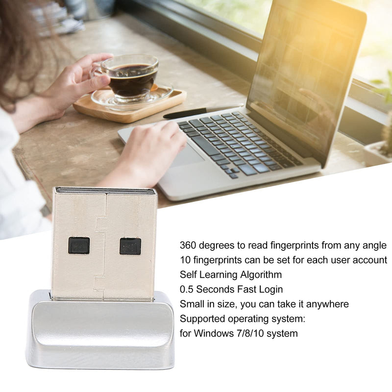 [Australia - AusPower] - Mini USB Fingerprint Reader for Windows 7 8 10 Fingerprint Scanner Scanner PC Dongle Fingerprint Sensor 360 Degree 0.5STouch Speedy Matching Biometric Portable USB Fingerprint Logger for PC Laptop Grey 