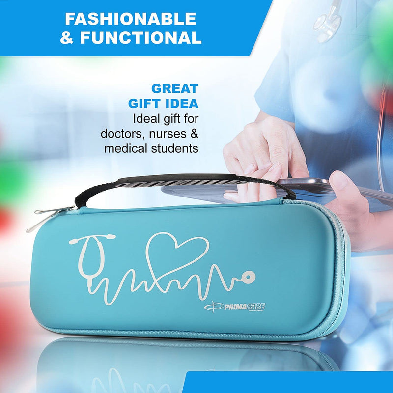 [Australia - AusPower] - Primacare KB-9397-BL Stethoscope Case, SUPPLIES INCLUDED, Blue with Multiple Compartments, Portable and Lightweight First Aid Kit Bag with Vital Medical Supplies, Nursing Accessories for Nurses 