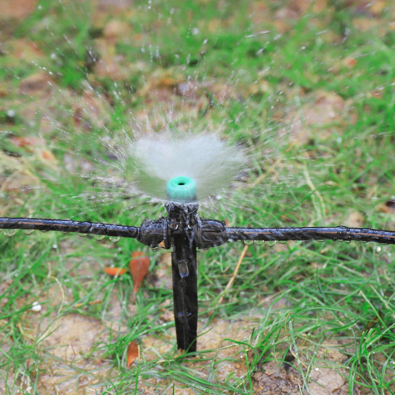 [Australia - AusPower] - 30pcs Drip Irrigation Emitters Sprayer for 1/4" Drip Irrigation Tubing Adjustable 360 Degree Water Flow Drippers on 6.5" Sturdy Stake with Lock Barbed Irrigation Drippers for Watering System 30Pcs Double Tube Sprayers 