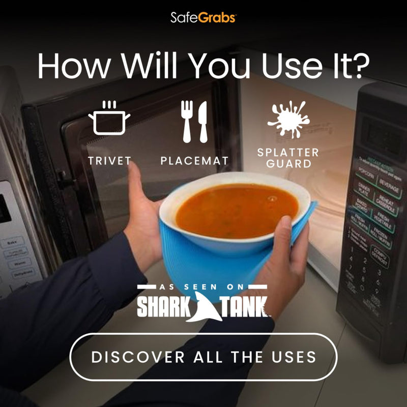 Safe Grabs: Original Microwave Mat as Seen on Shark Tank | Splatter Guard, Trivet, Hot Pad, Pot Holder, Minimize Mess (BPA Free, Heat Resistant, Dishwasher Safe), Baseball Safe Grabs (10" & 12")
