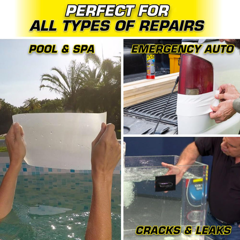 Flex Tape, MAX, Original Thick Flexible Rubberized Waterproof Tape - Seal and Patch Leaks, Works Underwater, Indoor Outdoor - Home RV Roof and Pool Repairs, Black, 4 in x 25 ft, Pack of 1