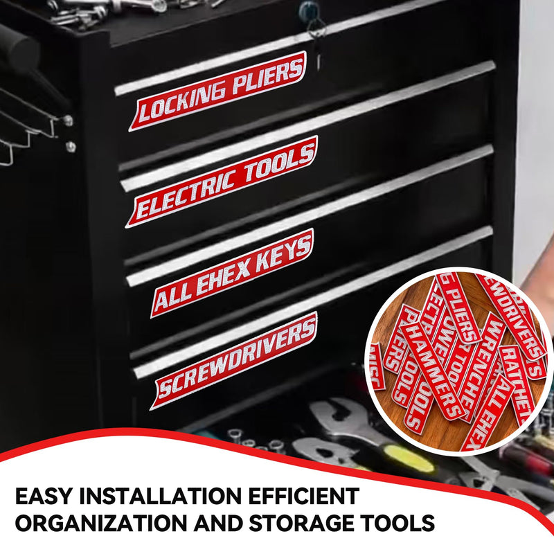 14 Pack of Magnetic Tool Box Labels – Reusable 3D Toolbox Labels Magnetic for Tool Organisation, Tool Box Magnetic Labels for Trolleys, Toolboxes and Drawer Cabinets (Red) Red 14pcs