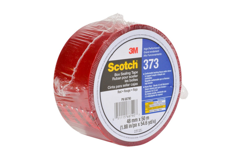 3M Scotch Box Sealing Tape 373, Red, 48 mm x 50 m