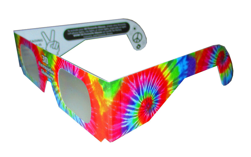 [Australia - AusPower] - Fireworks Diffraction Prism Glasses - Trippy Tie Dye and Rave Waves Frame Designs - 50 Paper Glasses Total - See Rainbow Bursts of Color From Prismatic Lenses 