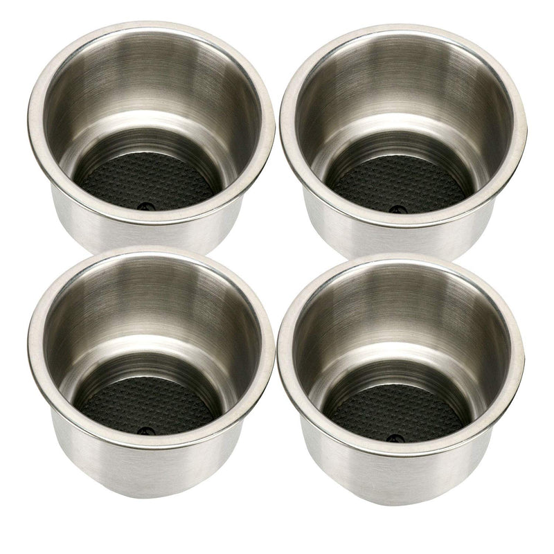 Amarine Made Pack of 4 Stainless Steel Cup Drink Holder with Drain Marine Boat Rv Camper