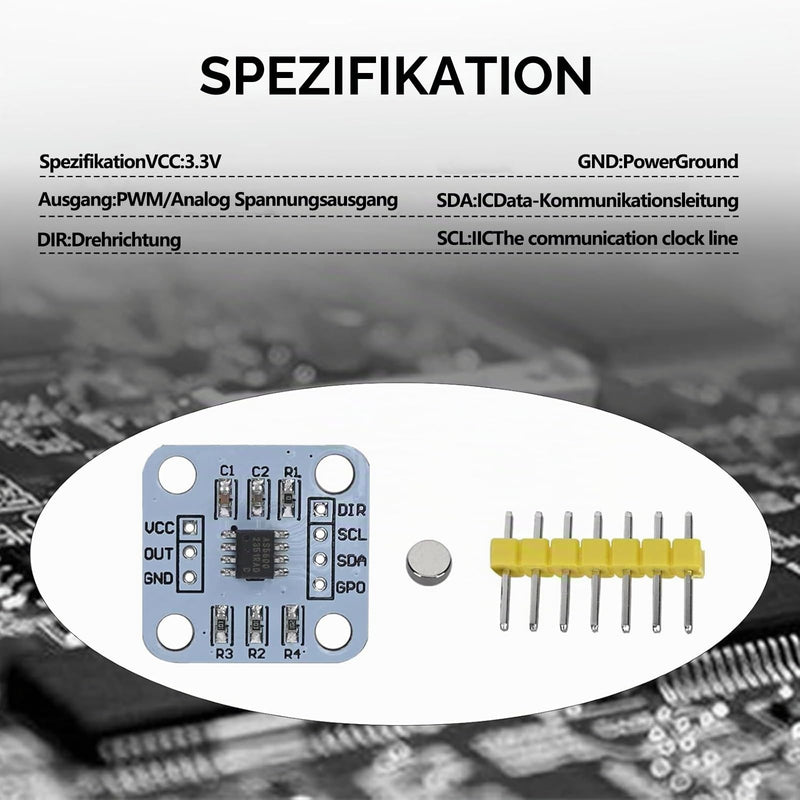 5pcs AS5600 Encoder, Magnetic Induction Angle Measuring Sensor Module | 12-bit high-precision with magnet