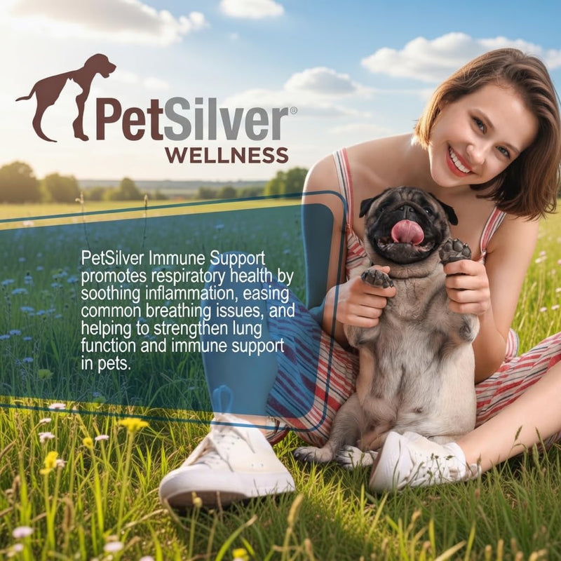 [Australia - AusPower] - PetSilver Immune Support, Natural Nebulizer Solution, Promotes Respiratory Health in Cats & Dogs, Allergies, Sinus & Cough Treatment, Easy to Use, Patented Chelated Silver, Made in the USA, 16 fl oz 