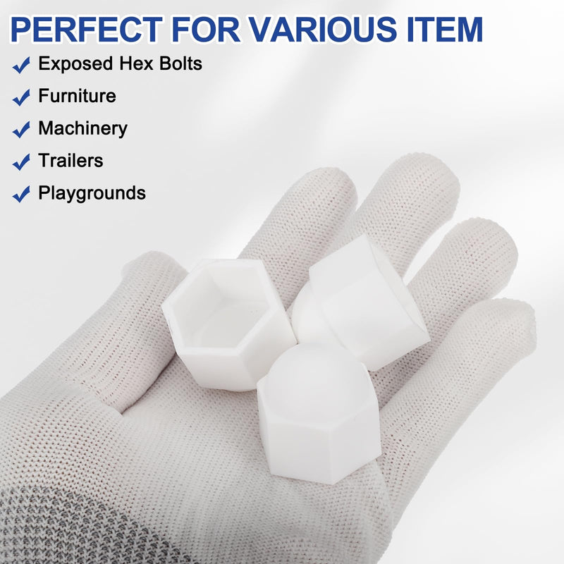 [Australia - AusPower] - PATIKIL 50 Pcs Hex Nut Cover, M16x24x27mm Nylon Screws Bolt Covers Caps Dome Acorn Hex Head Bolt Protection Cap for Screws Nut, White 