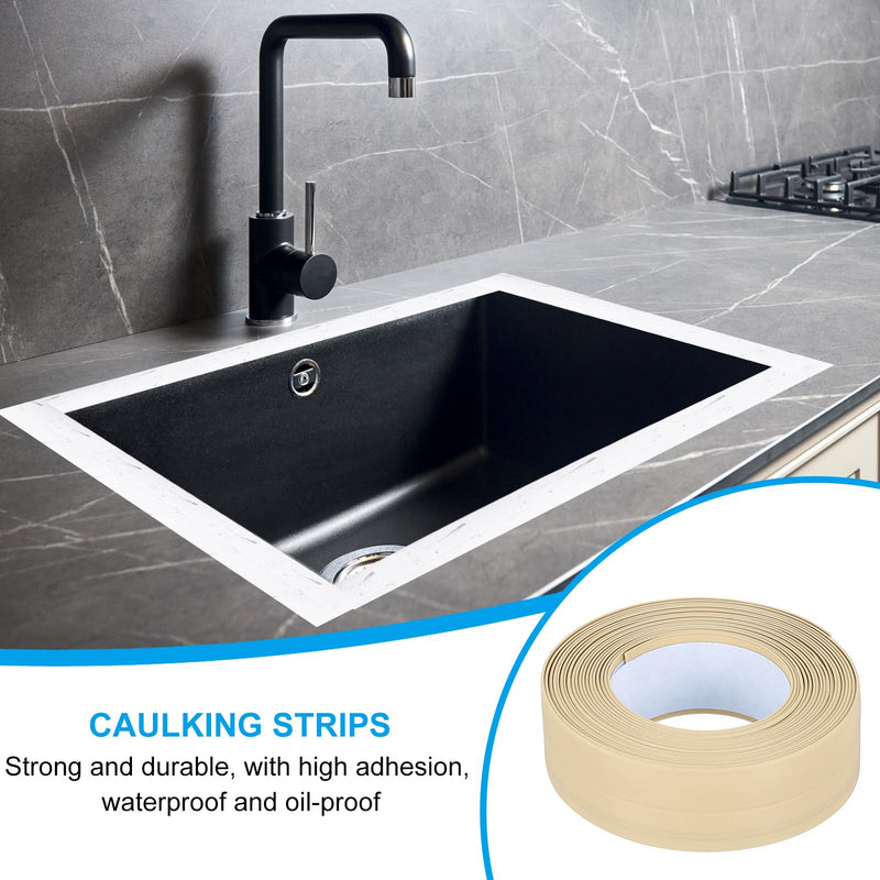 PATIKIL Caulk Tape 0.9" x 10.5 Ft, Self Adhesive Sealing Tape Waterproof Toilet Tub Caulk Sealant Strip Sealing Trim for Kitchen Bathroom Toilet Bathtub Sink Countertop, Yellow