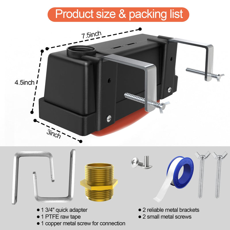 [Australia - AusPower] - Water Trough Float Valve for Stock Tank, Automatic Control Waterer Level for Livestock Horse Chicken Animal Fish Pool with Hose Metal Connector & Ptfe tape （1 pack） Stock Tank Float Valve-1PCS 