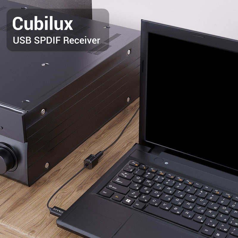 [Australia - AusPower] - Cubilux USB A SPDIF Input Adapter for PC [Stereo Recording ONLY, NOT for Playing Audio] USB Optical Line-in Dongle, Toslink to USB Receiver, USB A SDPIF RX Interface Suitable for Laptop Computer 