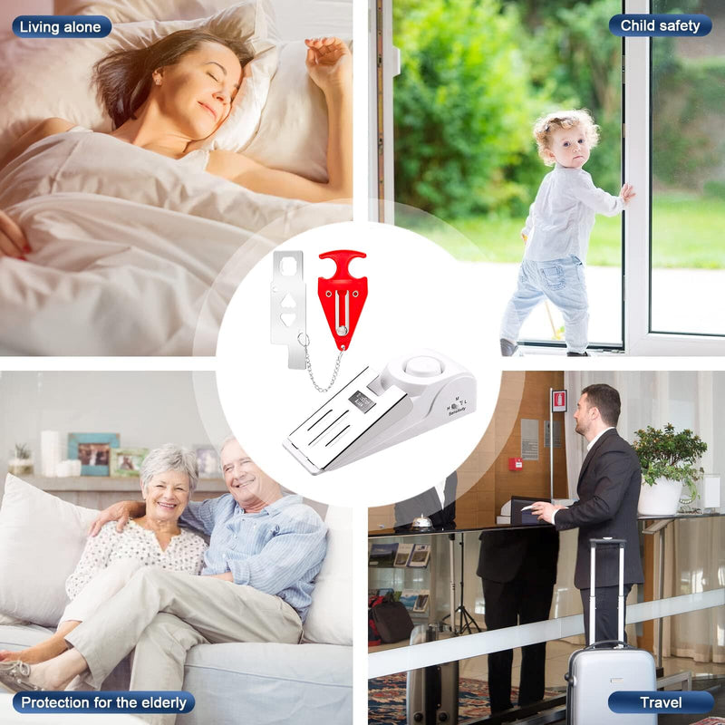 [Australia - AusPower] - KERUI Upgraded Door Stop Alarm with Portable Door Lock 120 dB Travel Door Stopper Door Wedge Alarm with 3 Levels Sensitivity for Hotel, Home, Apartment 2 Doorstops and 1 Door Lock 