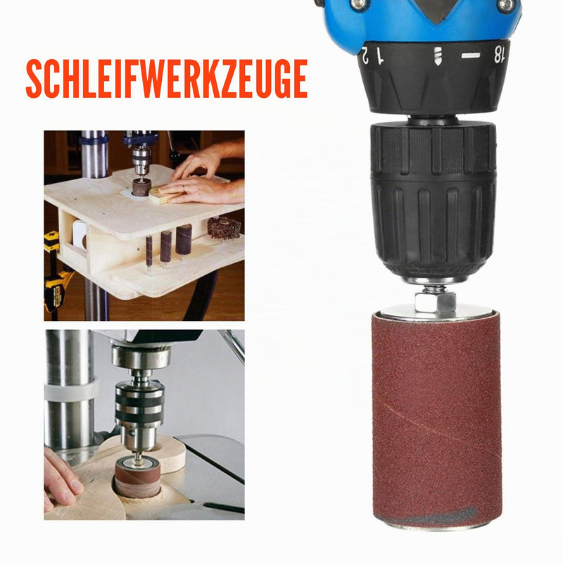 Pack of 20 Sanding Sleeves for Drill, Spindle Sander, Grinding Cylinder, Drum Sander Kit, Spindle Grinding Machines, Tool Set with Case | Drill chuck with case for column drill, 20 pieces