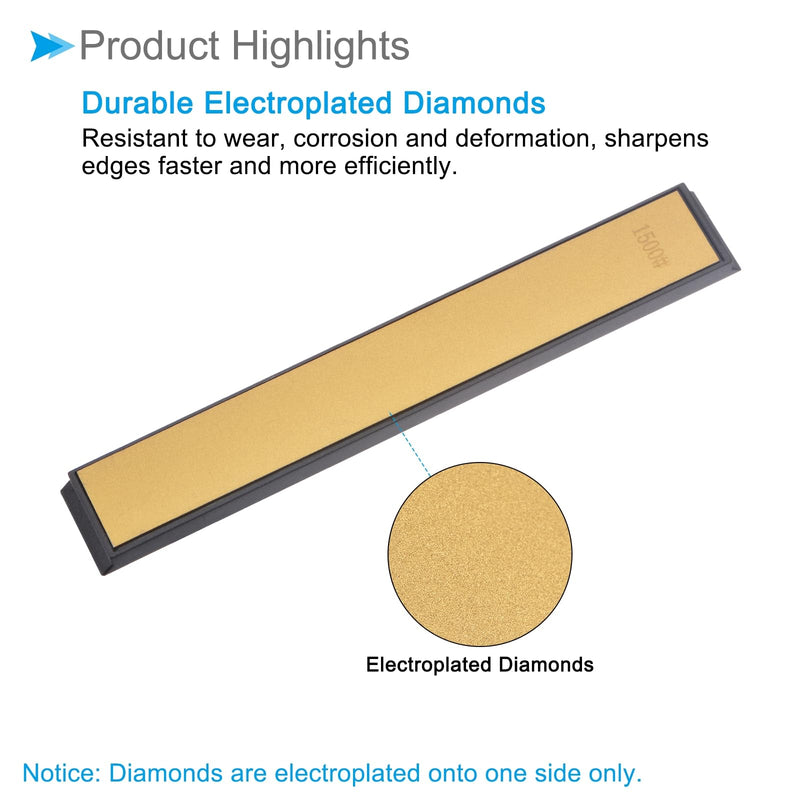 [Australia - AusPower] - CoCud Diamond Whetstone, 1500 Grit, 6" x 0.8" Overall Size, Titanium Coated Whetstone, Sharpening Tool - (Applications: for Metal Grinding) 