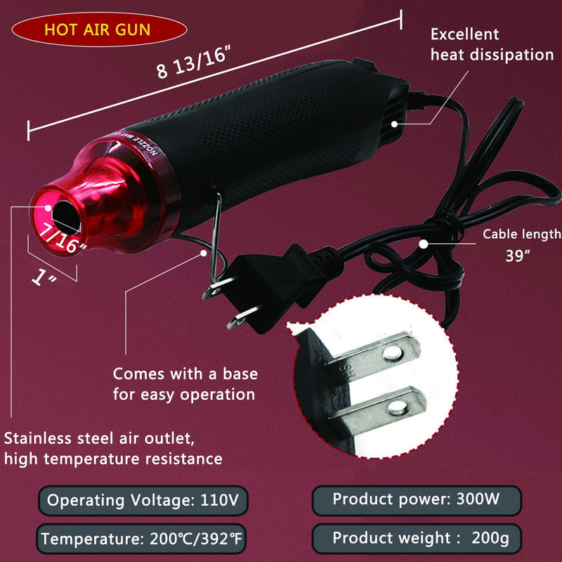 [Australia - AusPower] - Heat Shrink Tubing Kit + Mini Heat Gun for Shrink Tubing - 328pcs 2:1 Wire Shrink Wrap Tubing + 300W Heat Shrink Gun with Storage Box - for Shrink Wraping,Wire and Cable Repair,Insulation Protector Shrink Ratio 2:1 1 