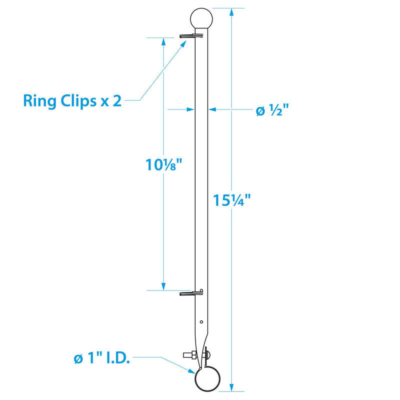 Seachoice Heavy Duty Flag Pole Clamp, Stainless Steel, 7/8 in.