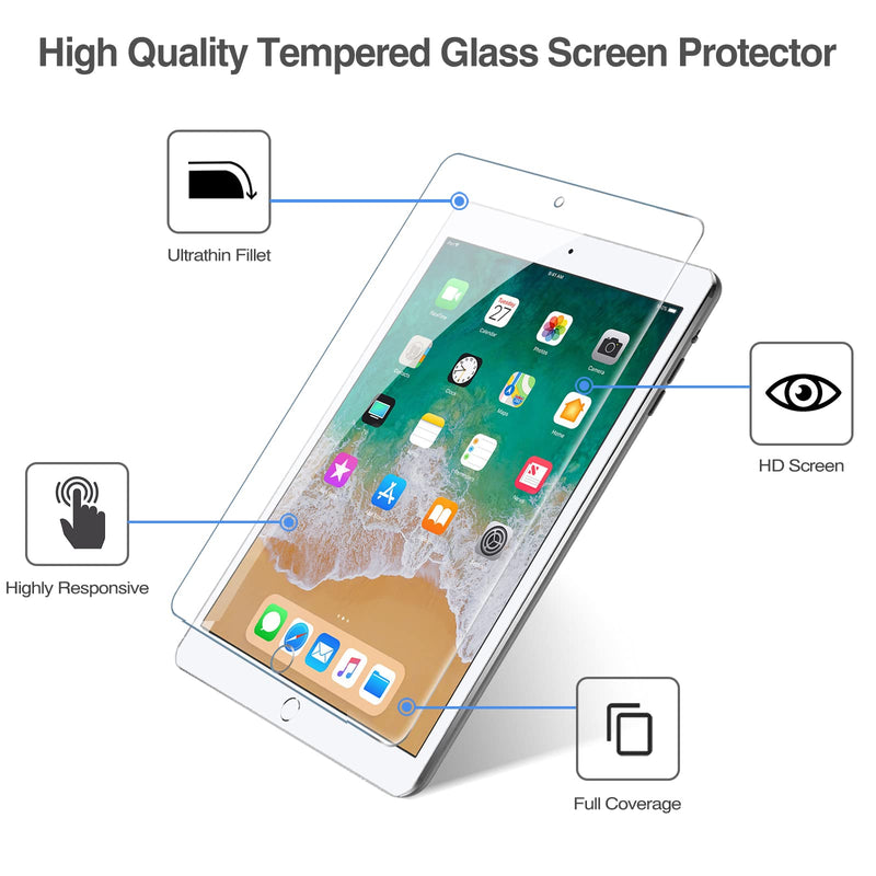 [Australia - AusPower] - 2 Pack Screen Protector for 9.7" iPad 6th 5th / iPad Pro 9.7 2016 / iPad Air 2 / iPad Air 1, Tempered Glass Film Guard for iPad 6 5 2018 2017, iPad Air 2nd 1st 2014 2013 2 Pack 