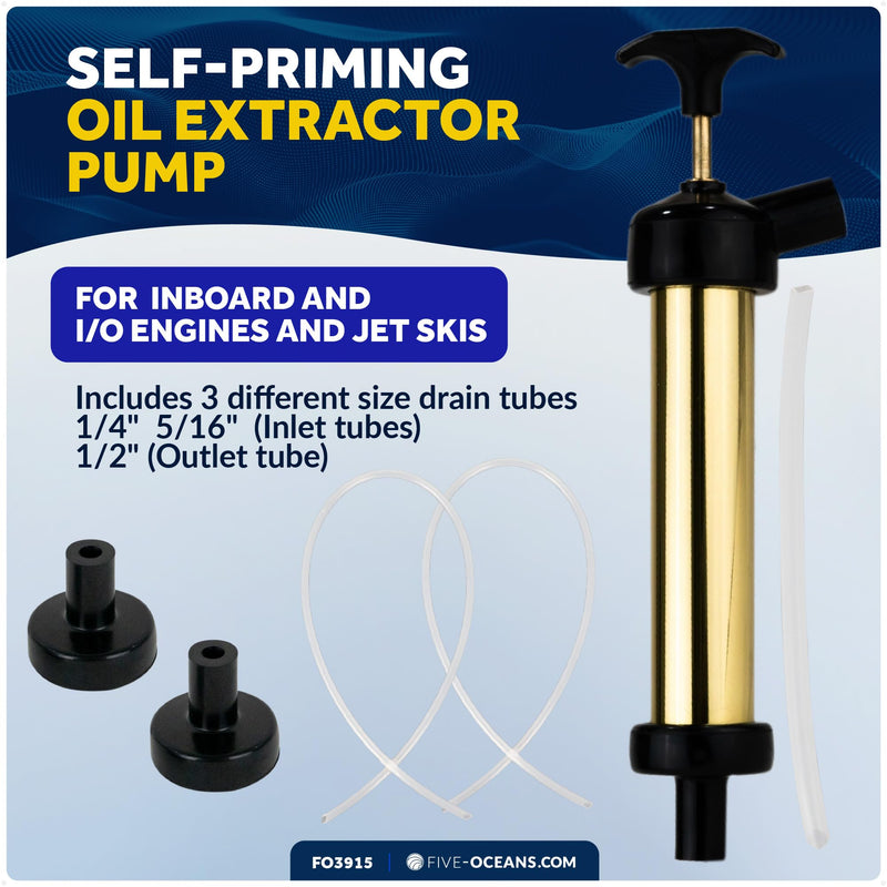 Five Oceans Marine Oil Extractor Pump, Fluid Extractor, Manual Oil Drain Pump Kit for Inboard and I/O Engines/Jet Skis, 1/4-Inch 5/16-Inch 1/2-Inch Drain Tubes, Vacuum Oil Change Pump - FO3915