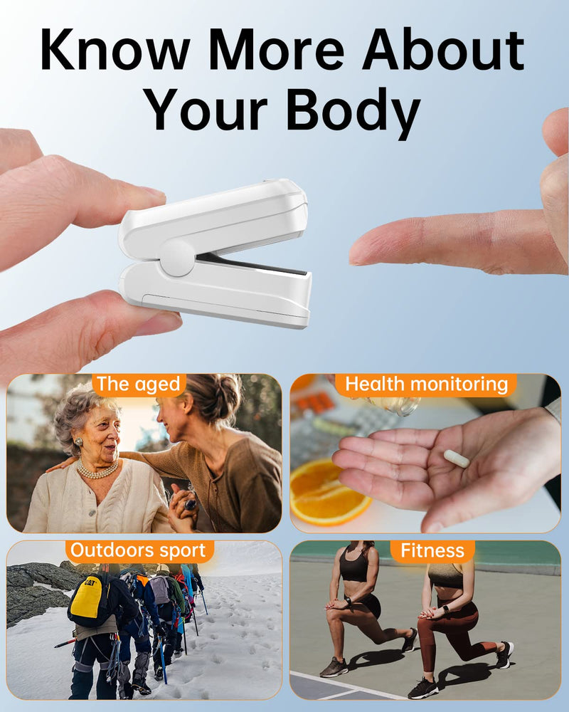 [Australia - AusPower] - Fingertip Pulse Oximeter- HOLFENRY Mini Oximeter Oxygen Saturation Monitor for SpO2/Heart Rate/PI, Oxygen Monitor Fingertip 02 Pulse Oximeter Finger, Gray 