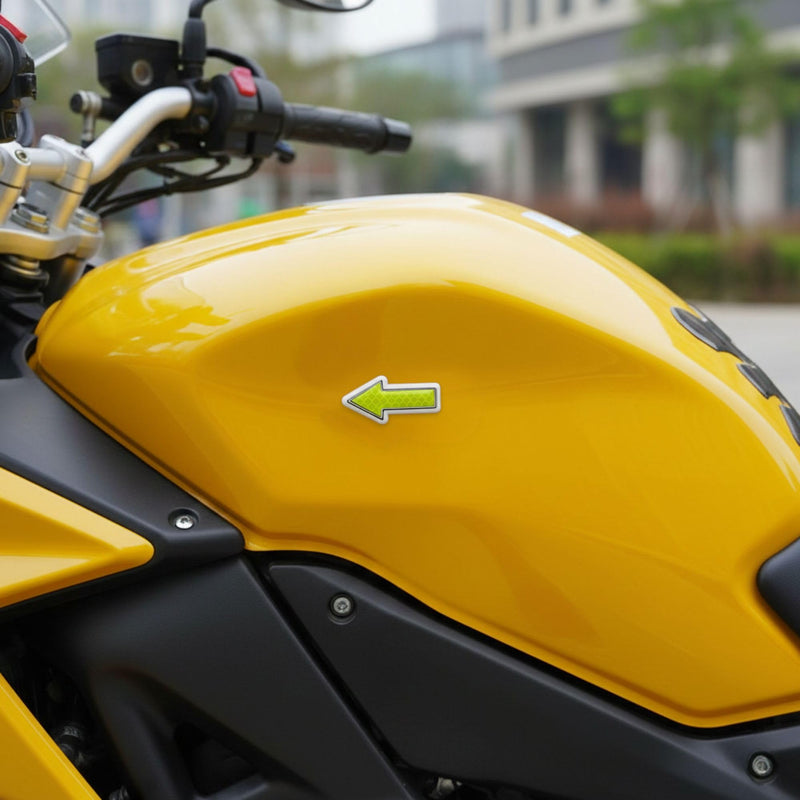 High Visibility Reflective Waterproof Stickers for Car Motorcycle Bike, Heart Arrow Triangle Circle Shaped Safety Reflector Decal with Silver Frame, Trailer Helmet Night Driving (Yellow Arrow) Yellow Arrow