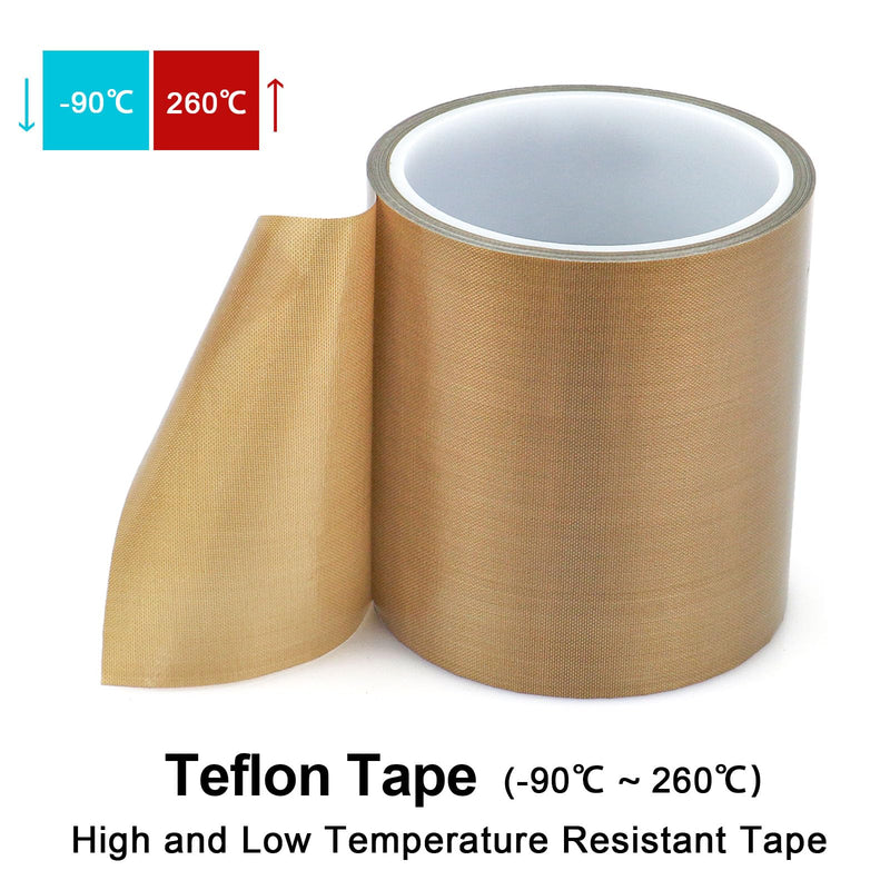 [Australia - AusPower] - Teflon Glass Cloth Tape, (4-inch x 33 Feet x 0.18mm) High Temperature PTFE Coated Fiberglass Adhesive Tape for Vacuum Sealer Machine, Hand Impulse Sealers Insulation, Vacuum Sealer Parts 