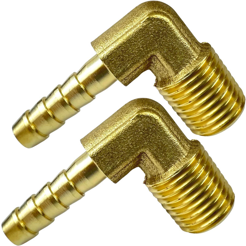 [Australia - AusPower] - 2pcs Brass Hose Barbed Elbow Fitting 90 Degree Elbow 1/4" Hose Barb to 1/4" NPT Male Pipe by CX WONDERLAND 1/4" Hose Barb x 1/4" NPT Male 