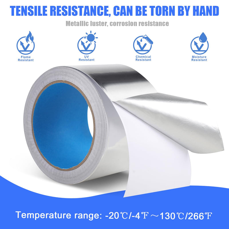 Romeda Aluminum Foil Tape, 3 inch x 65 Feet (3.9 mil), Insulation Adhesive Metal High Temperature Heavy Duty HVAC Tape, Silver for Ductwork, Dryer Vent, HVAC 3 inch x 65Ft