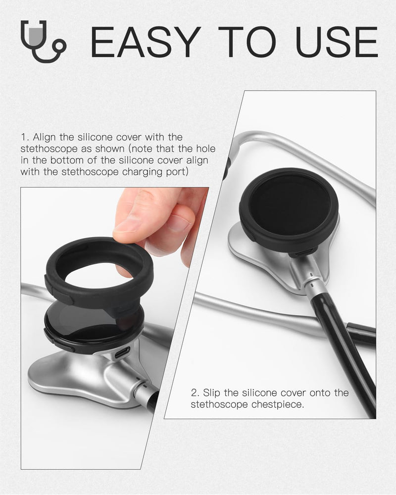 [Australia - AusPower] - Stethoscope Chestpiece Cover for EKO CORE 500™ Digital Stethoscope – Essential Protection for Medical Professionals Black+White+Grey 