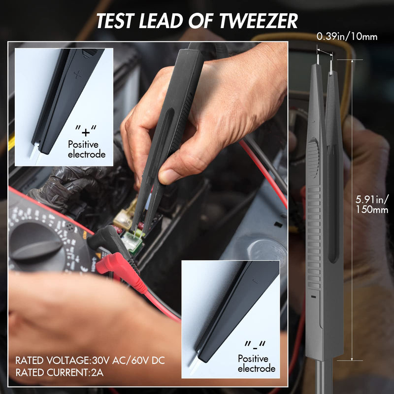 Test Leads Multimeter Cable Test Cable Set Multimeter Accessories with Crocodile Clips, Banana Plug, Test Leads for Multimeter, Test Hook, SMD Test Terminals, Test Probes, black P0509