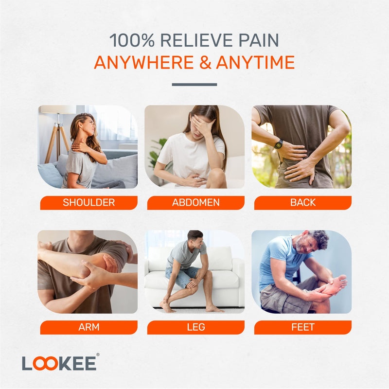 LOOKEE 4-Channel TENS Unit & EMS Muscle Stimulator – Drug-Free Pain Relief, Rechargeable TENS Machine with 36 Modes & 40 Intensity Levels for Back, Shoulder, Knee, and Nerve Pain Therapy