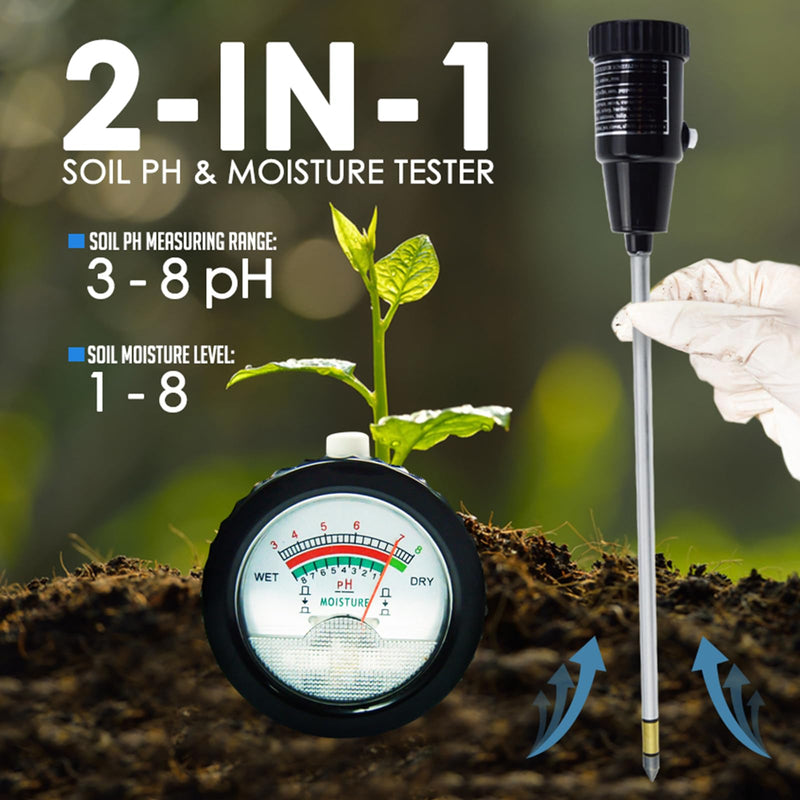 [Australia - AusPower] - Soil PH Meter, Soil Moisture Sensor Meter, Soil PH Tester Gardening Tool Kits for Plant, Tree, Soil Tester for Moisture Great for Garden, Lawn, Farm, Indoor & Outdoor Use 295mm Long 