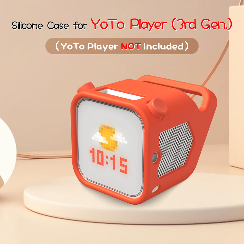 [Australia - AusPower] - Silicone Case for Yoto Player (3rd Gen.), Silicone Protective Sleeve Case Compatible with Yoto Player, Anti-Slip, Bumps and Wear and TearSilicone Skin Cover with Easy-to-Carry Handle - Orange 