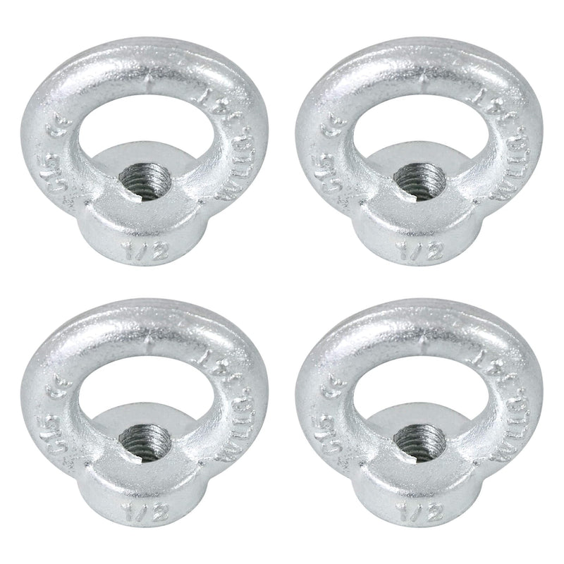 [Australia - AusPower] - 1/2"-13 Lifting Eye Nuts, Drop Forged C15 Galvanized Threaded Fastener, UNC Standard Ring Shape Lifting Eye Nut, 4 Packs 1/2"-13 