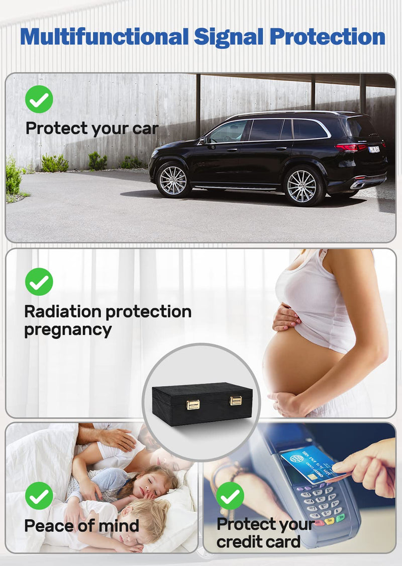 [Australia - AusPower] - Samfolk Faraday Box & 2 Pack Faraday Bag, Faraday Cage Key Fob Protector, RFID Signal Blocking Box Faraday Key Fob Protector Anti Theft Faraday Pouch for Car Keys Keyless Entry Car Key Protector L Charcoal Black 