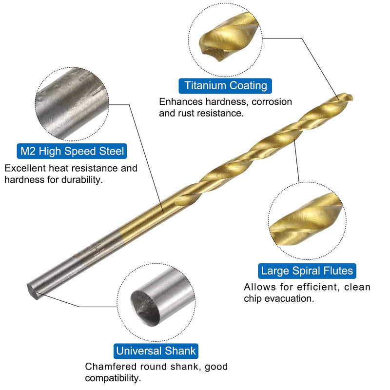 QUARKZMAN Metric Tap and Drill Bit Set, 2 Pieces M3 x 0.5 Straight Groove Taps and 2 Pieces 3mm Titanium Coated Twist Drill Bits HSS6542 | M3 x 0.5 Straight Groove Taps, 3mm Titanium Coated Twist Drill Bits, Thread Cutting Tools