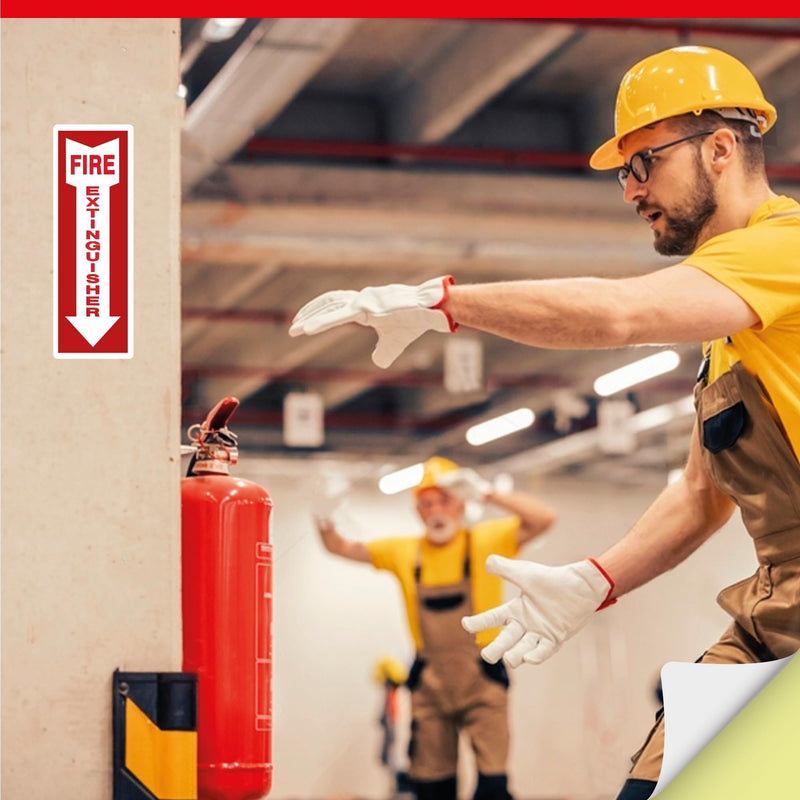 [Australia - AusPower] - OLANZU Pack of 12 Fire Extinguisher Stickers 4"x 12"- 5 Mil Vinyl - Fire Extinguisher Sign for business with Arrow- Durable Self Adhesive, Weatherproof and UV Protected-Ideal for Office, Home and Outdoor places 