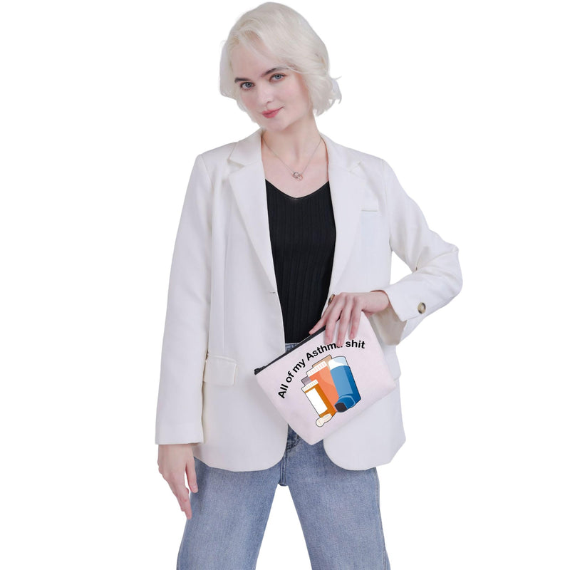 VAMSII Asthma Fighter Gift Inhaler Travel Bag All My Asthma Shit Awareness Medication Bag Asthma Inhaler Zipper Bag