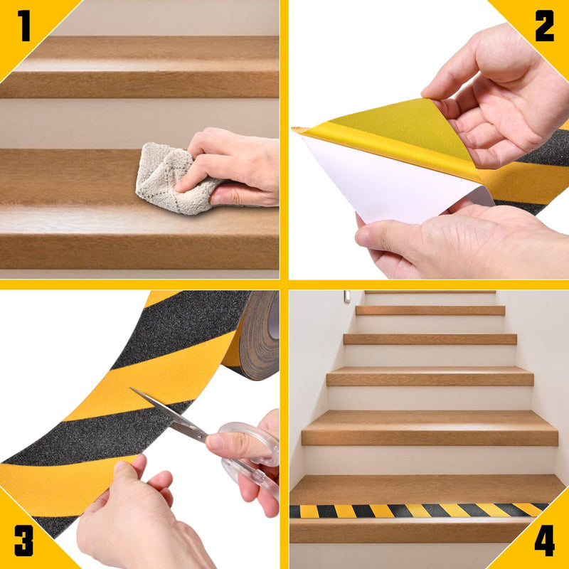 SPEEDWOX Anti Slip Tape for Stairs 4-inch x 60Ft Safety Non Skid Roll 80grit Friction Grip Abrasive Waterproof Grip Tape Skateboard Grip Tape Safety Non Skid Tread Staircases Anti-Slip Traction Tape