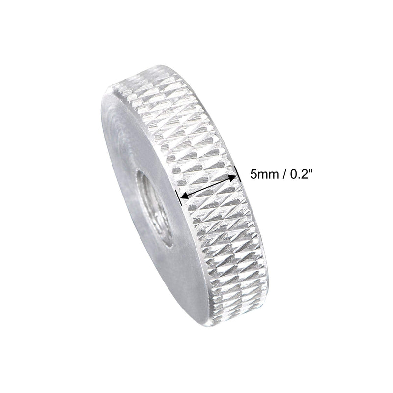 [Australia - AusPower] - uxcell Flat Knurled Nut - M6 x 20mm x 5mm Thumb Nuts Lock Adjusting Nuts Aluminum Alloy Silver 5Pcs 