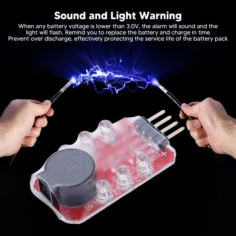 [Australia - AusPower] - 5Pcs Lipo Battery Low Voltage Alarm for 2S 3S Real Time RC Battery Voltage Tester Monitor with Buzzer Sound Light Warning 