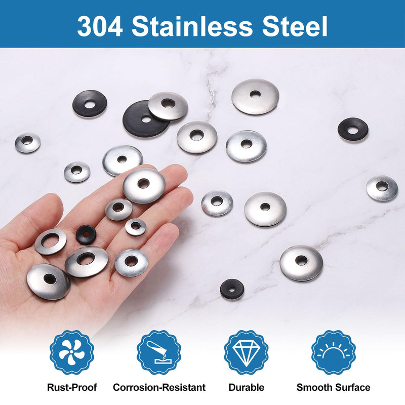 [Australia - AusPower] - uxcell 60Pcs 1/4" x 5/8" Sealing Washers, 304 Stainless Steel EPDM Bonded Neoprene Rubber Washers for Screws Bolts, Silver&Black 1/4" x 5/8" 60 