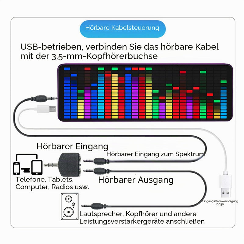 Real-time Music Visualizer RGB LED Spectrum Analysis Compatible with HiFi DJ Equipment Smart Home 16 x 24 cm