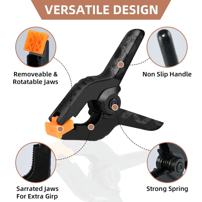 [Australia - AusPower] - 16 Pack Spring Clamps - 3.5 Inch Small Clamps for Backdrop Stand, Heavy Duty Clamps, Plastic Clips for Crafts and Backdrop Clips Clamps - Backdrop Clamps for Crafts, Woodworking, Photography, Outdoor 