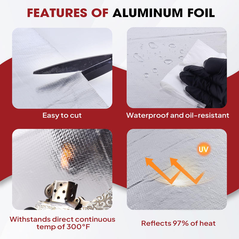 78mil Self-Adhesive 11.6" x 24" Aluminum Foil Heat Shield Mat High Temperature Insulation Heat Reflective Pad 2300℉ Ceramic Fiber Barrier Thermal Material 78mil-11.6" x 24"