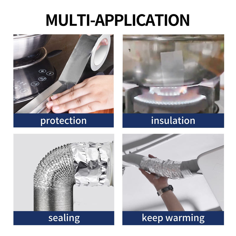 TAPEBEAR Aluminum Foil Tape, Aluminum Air Duct Tape, Withstand 80°C to 100°C, Heat Resistant Tape Insulation Tape for HVAC, Sealing & Patching, Metal Repair, 3inch x 50yard 1
