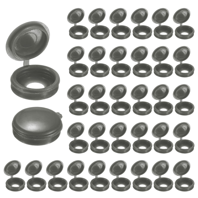 [Australia - AusPower] - 100-Pack Plastic Hinged Screw Cover Caps, 5mm Shutter Screws with Caps, Fold Snap Washer Covers, Washer Flip Protection Covering M3 M4 M5 Screws Heads [Dark Gray] Dark Gray 