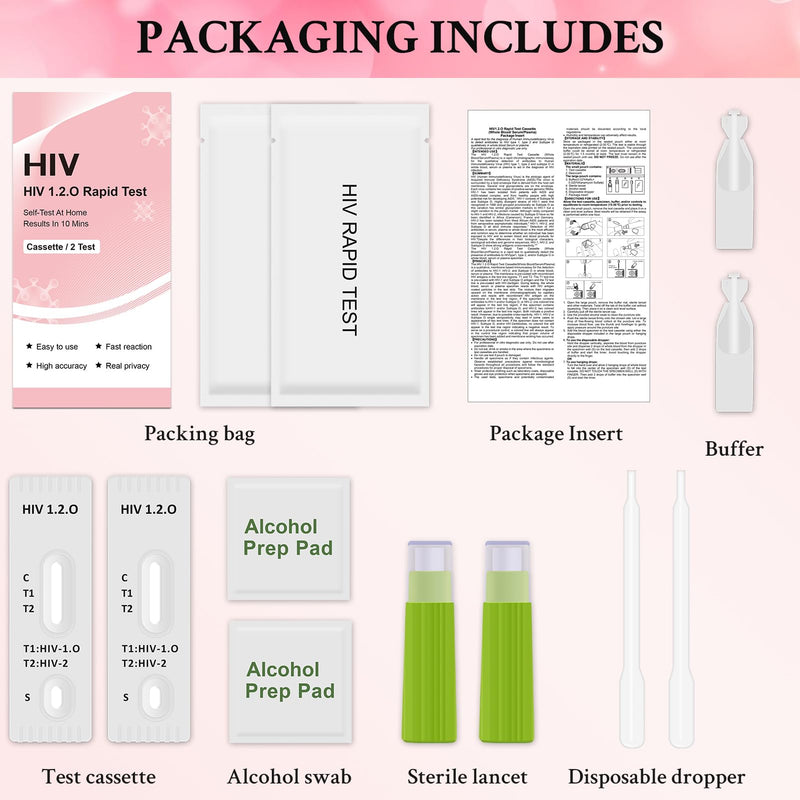 [Australia - AusPower] - 2 x HIV Rapid Test - Home Self Test to Detect HIV-1, HIV-2 and Subtype O - Result in 10 Minutes 